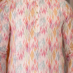 Aanys Culture Selection Of 2 Abstract Printed Mandarin Collar Dobby Weave Straight Kurtas image 2