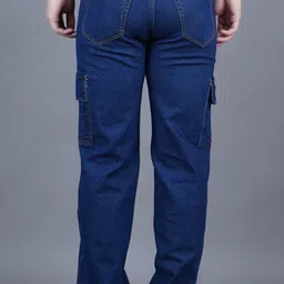 white leapard Men Regular Mid Rise Dark Blue Jeans image 2