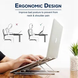 Soft Cart Laptop Stand Aluminum Adjustable Foldable Portable Laptop/Tablet Stand Aluminium Floor and Desk Stand Laptop Stand with Adjustable Height Compatible with Universal Laptops image 5