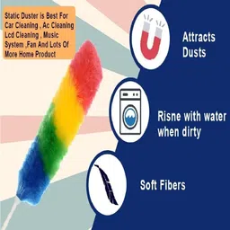 qinpin Foldable Colorful Feather Static Jala Duster Home Car Fan Sofa Laptop Cleaning Fiber Dry Broom image 4