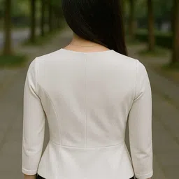 bluebestof Casual Regular Sleeves Solid Women White Top image 2