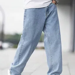 jaar fashion Men Loose Fit Mid Rise Light Blue Jeans-picture-27