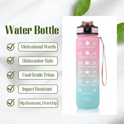 finifab Water Bottle with Measurement Markings | BPA-Free Straw Bottle for Kids & Adults 1000 ml Water Bottle image 3