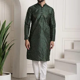 sojanya Men Silk Blend Kurta Pyjama Ethnic Jacket Set image 2