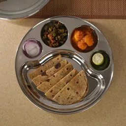 gatistavam 5 Compartment Stainless Steel Round Plate (Lunch/Bhojan/Thali) Dinner Plate image 5