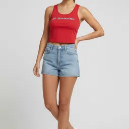 madborn creation Casual Shoulder Straps Printed Women Red Top-picture-35