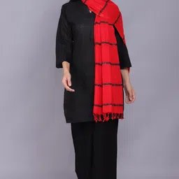 axolotl Striped Viscose Women Red Stole, Scarf image 3