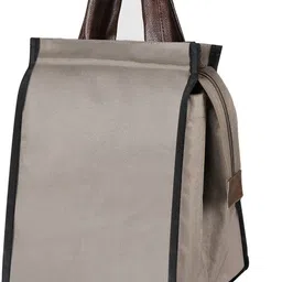 kavrixa Milk Grey-Chocolate Faux Leather & Linen PVC Fabric Tiffin + Picnic bag KX-TB12 Lunch Bag-picture-21