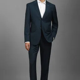 louis philippe Men Men Green Slim Fit Check Formal Piece Suit Solid Suit-picture-14