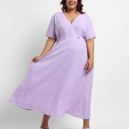 instafab plus Women A-line Purple Midi/Calf Length Dress image 4