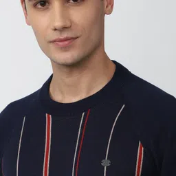 peter england Men Woven Round Neck Multicolor Sweater image 5
