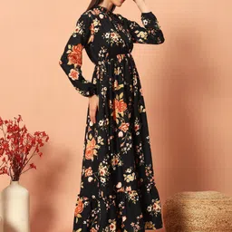 zwerlon Women A-line Multicolor Maxi/Full Length Dress image 3