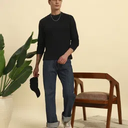 hermiston Men Self Design Round Neck Black Sweater-picture-12