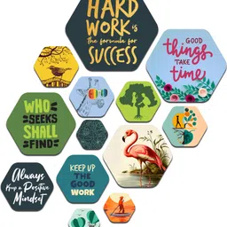 decor smart Motivational Wooden Wall Art | Success Quote Home Decor Living Room (WPS_211) Pack of 13-picture-18