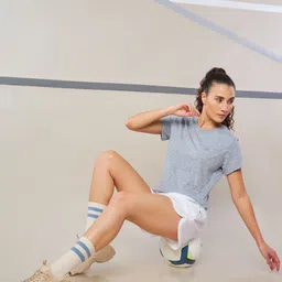 cult Women Self Design Round Neck Polyester Grey T-Shirt image 4