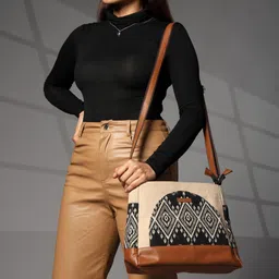 ensac Brown Women Sling Bag Women's Premium Cotton/ Full Sling Shoulder Bag | Ladies Purse Handbag-picture-10
