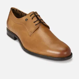 Van Heusen Men Brown Textured Leather Formal Derbys image 2