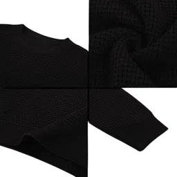 colorchakra Men Self Design Round Neck Black Sweater image 2