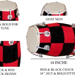 ram musical Red chack 12'' inch nut bold Nut & Bolts Dholak-picture-24