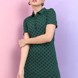 tokyo talkies Women Ribbed Black, Dark Green Above Knee/Mid Thigh Length Dress-picture-42