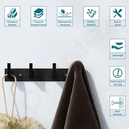 netaji IronGrip UltraMount 4X Premium Wall Hanger – Matte Black Edition Aluminium Coat Hanger For Coat image 5