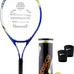 cosco Drive-26 Junior Size Racket (10 to 12 Year) With Tennis Ball Multicolor Strung Tennis Racquet-picture-24