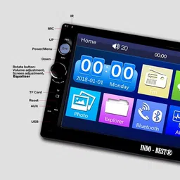 indo-best IBDDBT2 New Edition Universal Model Heavy Duty Double Din Car Stereo For All Car Brands and Models - 7" Full HD Touch Screen with Double IC and Heavy Chassis / Bluetooth / Mic Calling / Rear View Camera Support / Steering Control Support / Equaliser / Remote / FM / USB / AUX / SD Port Car Stereo image 3