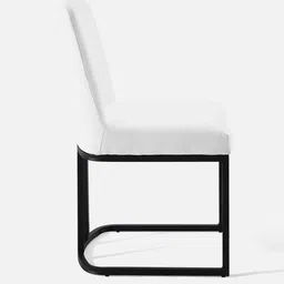 casacraft from pepperfry Dua Velvet Cantilever Chair In Off White & Black Colour image 4