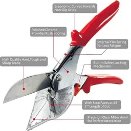pkt Multi Angle Miter Shear Cutter with 45 to 135 Degree Adjustable Angle Scissors for Accurate Angle Cutting of Plastic Decorative Moldings,PVC,Tile Edges,Trim Metal Cutter image 3