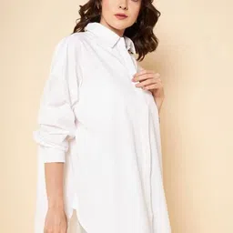 houseofcommon Women Oversized Fit Solid Spread Collar Casual Shirt-picture-18