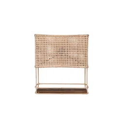 opaque studio Ralan Teak Wood & Iron Handcrafted Table Lamp with Cane Shade (Brown) image 2