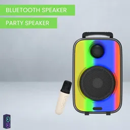 GUGGU Rainbow (WIRELESS TROLLEY SPEAKER)Karaoke Mic & RGB Light With Hi Bass SoundT10 35 W Bluetooth Party Speaker-picture-10