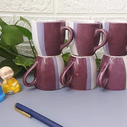 maalaxmi store Pack of 6 Ceramic ENGLISH PURPLE DOUBLE SHED-picture-19