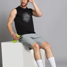 hrx by hrithik roshan Men Printed Round Neck Polyester Black T-Shirt image 2