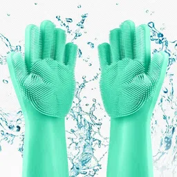 nksnimystore Silicone Dishwashing Reusable Cleaning Scrubber Gloves519 Wet and Dry Disposable Glove Set-picture-28