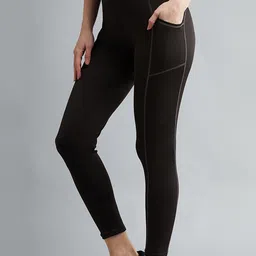 blinkin Solid Women Black, Grey Tights image 1