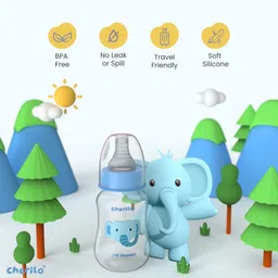 cherilo Anti-Colic Slim, Classic Baby Feeding Bottle, Upto 3 Years, Funny Elephant Style - 125 ml image 5