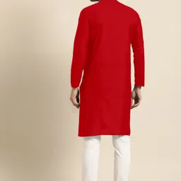 ladyflock Men Solid Cotton Blend Straight Kurta image 2
