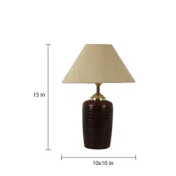 foziq Hexa Beige Fabric Shade Night Lamp With Teracotta Base image 4