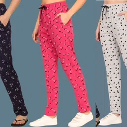 harshita mart Pack of 3 Women Printed Multicolor Track Pants-picture-38