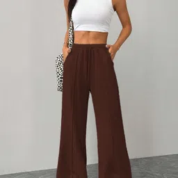 clothink india Women Solid Brown Track Pants image 2