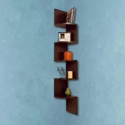 national engineering Zigzag Shelf | Corner Wall Shelf | Corner Rack Shelf| Corner Shelf For Living Room | Corner Shelf For Bedroom | Corner Rack For Living Room| Corner Shelf For Office | Home Decor Wall Shelf Wooden Wall Shelf (Number of Shelves - 5, DARK BROWN ) MDF (Medium Density Fiber) Wall Shelf-picture-12