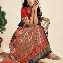 primeniks Woven Banarasi Art Silk, Silk Blend Saree image 5