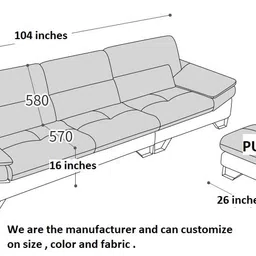 Fabrique Arial Leatherette 4 Seater with Puffy Moden Design Sofa Set | Premium Luxuries & Comfortable Furniture Perfect for Home Guests Office & Living Room | Stainless Steel Legs | Light Grey image 2