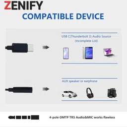 ZENIFY Black samsung audio jack oneplus type c to 3.5mm jack connector Phone Converter image 4