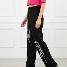 tedwoods Women Graphic Print Black Track Pants image 3