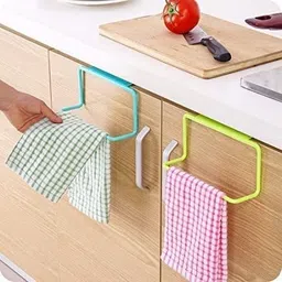 eopzo Kitchen Napkin Holder Plastic Cupboard Over Door Kitchen Towel Hanger 2 PCS Multi Color Towel Holder-picture-27