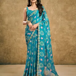 satrani Self Design Bollywood Georgette, Chiffon Saree-picture-27