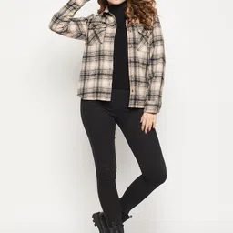 houseofcommon Women Oversized Fit Checkered Spread Collar Casual Shirt image 2