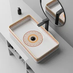 flipkart smartbuy Ultra Premium Ceramic Counter top basin tabal top basin (24x14x5 inch) 4460 f Table Top Basin image 1